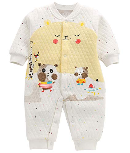 Happy Cherry - Bebé Mono de Algodón Saco de Dormir con Piernas Separadas Mangas Largas Peleles Dormido Bebe Acolchado Suave con Botones para Infantiles de 9-12 Meses