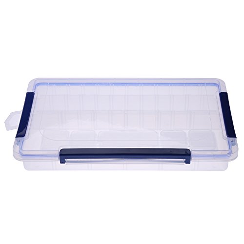 HEEPDD Caja de Almacenamiento, Cuentas de joyería de plástico Transparente Caja de Almacenamiento Rectángulo Cuentas Desmontables Anillo Organizador Caja Compartimento Medio/Grande(36cm×22cm×5.5cm)