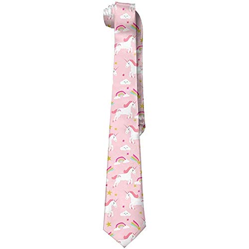 Hombres Corbata Corbata,Hombres Negocios Arco Iris Nubes Estrellas Chicas Lindas Unicornio Poliéster Seda Casual Caballero Corbata Regalo-Un Tamaño,Neck Tie,Largo 145 Cm