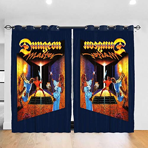 HONGYANW Cortinas Opacas para Ventana Personalizadas, diseño Retro de Dungeon Master, con Ojales térmicos, para recámara, Sala de Estar, 52 x 72 Pulgadas, 2 Paneles