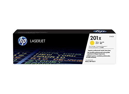 HP 201X CF402X, Amarillo, Cartucho Tóner Original, de 2.300 páginas, para impresoras HP Color LaserJet Pro serie 252, 274 y 277