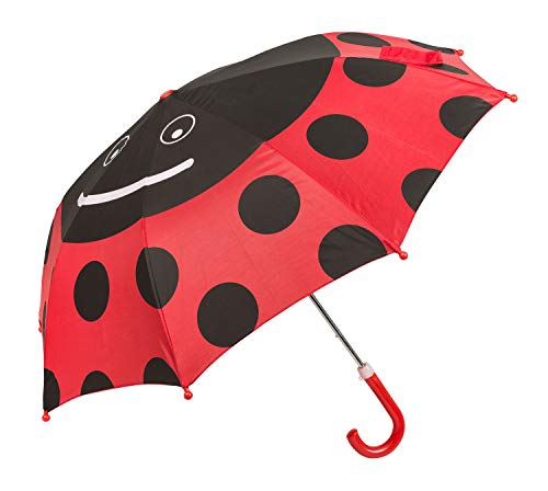 Idena 53091 - Paraguas infantil para niños y niñas, aprox. 70 cm de diámetro, diseño de mariquita, color negro y rojo
