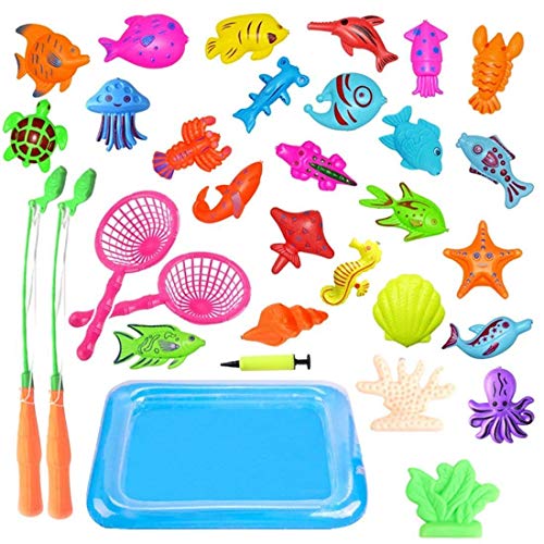 JIM'S STORE Juego de Pesca para Baño 30 Piezas Juguete Magnético de la Pesca con Caña Flotando Peces para Bebé y Niños(Colorful)