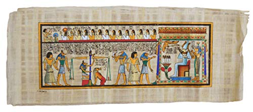 Juicio Final papiro Original Hecho y Pintado a Mano en Egipto, Mide 22 x 47 cm Aproximadamente