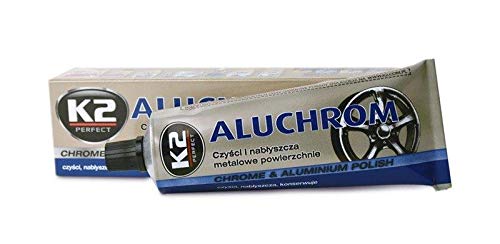 K2  (Aluminio y Cromo, Llanta abrillantador, Llanta Lavado, Profesional abrillantador, Metal Pulido, conserva, Protege Cuida, Permite la Llantas duplicar, 120  g