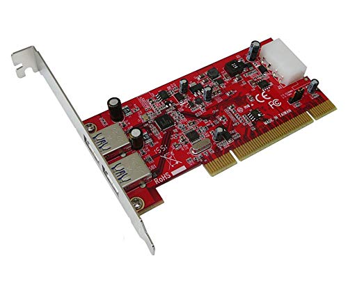 Kalea Informatique - Tarjeta de controlador PCI USB 3.0 SuperSpeed, con 2 puertos, gama profesional, componentes de alta calidad, controladores preinstalados para Windows, Mac y Linux