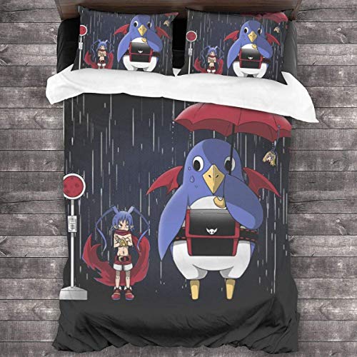 Kinhevao Disgaea Studio Ghibli My Neighbor Prinny Juego de Cama de 3 Piezas Funda nórdica, Juego de Cama Decorativo de 3 Piezas con 2 Fundas de Almohada C12048