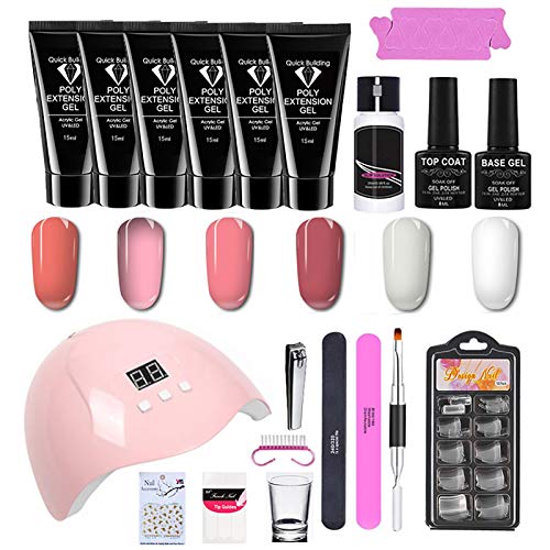 Kit De Uñas De Gel Polivinílico, Kit De Inicio De Decoración De Uñas Todo En Uno, Kit De Manicura Semipermanente, Set Completo De Esmalte De Uñas Con Pegamento Para Uñas Ultravioleta