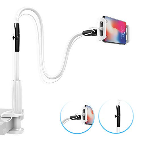 Lamicall Soporte para Móvil con Cuello de Cisne - Soporte para Teléfono para iPhone 12 Mini, 12 Pro MAX, 11 Pro, XS XS MAX XR X 8 7 6s 6 Plus, Samsung S10 S9 S8, Huawei, Otras Smartphones - Blanco