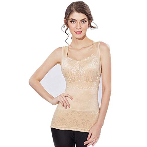 Lenceria Mujer Elegante Otoño Invierno Terciopelo Grueso Caliente Sleeveless Cómodo Suave Top Termo Casual Funcionales Ropa Interior Especial Estilo (Color : Beige, Size : M)