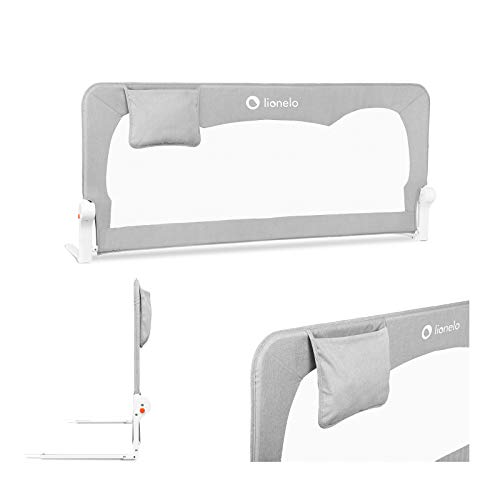 Lionelo Hanna Barrera de seguridad - Protección contra caídas 150 x 35 x 66 cm Cinturones SecureBelt Se adapta a la mayoría de los colchones Malla aireada Fácil montaje Gris