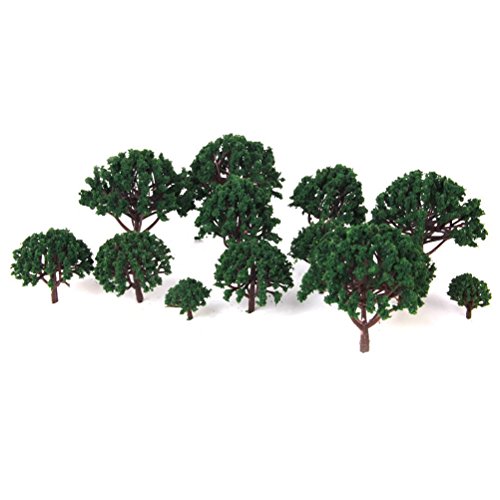 LIOOBO 20PCS Modelo árboles en Miniatura Paisaje Paisaje Tabla Verde Modelo árbol 3cm-8cm (Verde Oscuro)