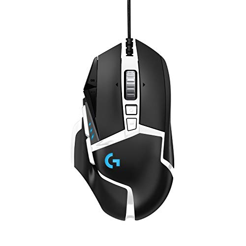 Logitech G502 HERO High Performance Gaming Mouse Special Edition, HERO 25K Sensor, 25 600 DPI, RGB, Adjustable Weights, 11 Programmable Buttons, On-Board Memory, PC/Mac, Black/White - EU Packaging
