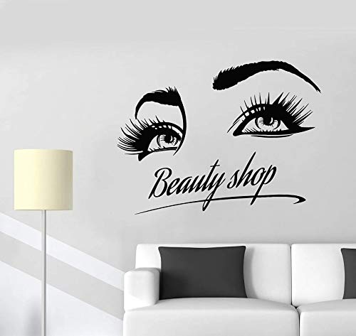 Logotipo de tienda de belleza, pegatina de vinilo para pared, pestañas cosméticas, maquillaje, salón, pegatina de pared, estudio de yoga, meditación de la India