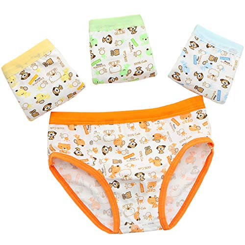 LORYLOY 4 Pares Calzoncillos Slips Niño Algodón Bóxers Briefs para Niñito Pantalones Cortos Ropa Interior 2-10 Años, Paquete de Caja Regalo