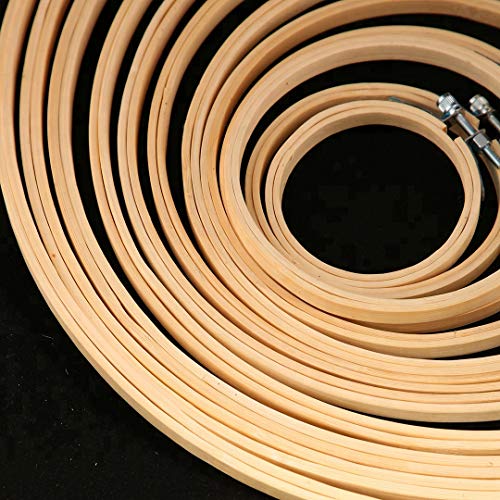 Lote de Bastidores Bambu de Punto de Cruz redondos y Lisos - Arte e Manualidades 10 Piezas de diferentes tamaños - Aros de Bordar y Costura a Mano - Kit de Aros circulares de madera de Bamboo Bambú