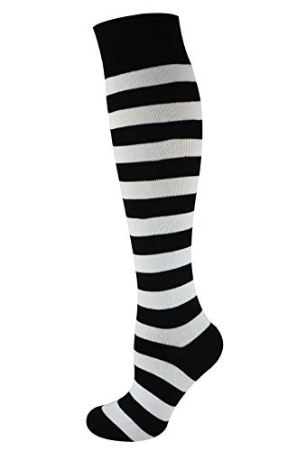 Mysocks unisexo Rodilla alta calcetines largos raya Algodón blanco negro