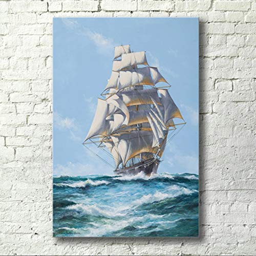 N/Ａ Cuadro De Lienzo Pintura De Lienzo Antiguos Barcos De Vela Cartel De Arte De Pared E Impresiones Cuadros De Pared para Decoración del Hogar Decoración De Sala De Estar Cuadros Decorativa