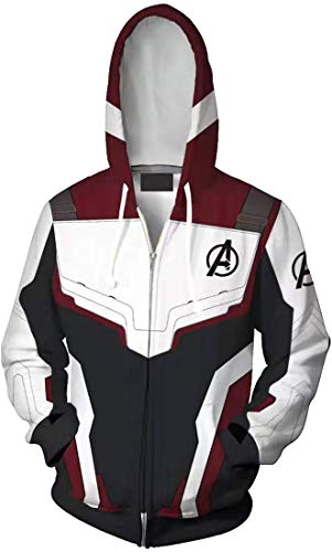 OLIPHEE Sudaderas con Capucha Avengers Cosplay 3D Impresión de Guerrero cuántico para Hombre zipjh-L