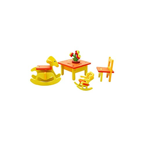 OMMO LEBEINDR Regalo Kinder Miniatura Cuadro Juego De Sillas De Madera Mini Muebles Muñeca De Juguete Casa Micro Muebles Modelo DIY Niños Juguete Educativo De Los Niños Cumpleaños Exquisito Juguete