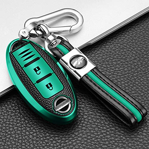 ontto Funda protectora para llave con mando a distancia de coche, de TPU suave, para Nissan Qashqai Micra Armada Rogue Maxima Murano Infiniti, funda protectora para llave de 3 botones – Verde B