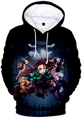 PANOZON Demon Slayer Sudadera Mujer Impresión 3D de Personajes de Espada Mata-Demonios Manga Japonés para Niñas Chicas (2XS, Ojos 70-6)