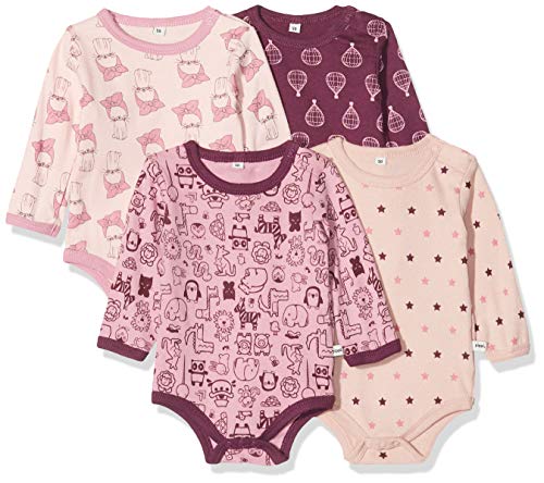 Pippi 4er Pack Baby Body mit Aufdruck, Langarm, Violeta (Lilac 600), 50 cm para Bebés