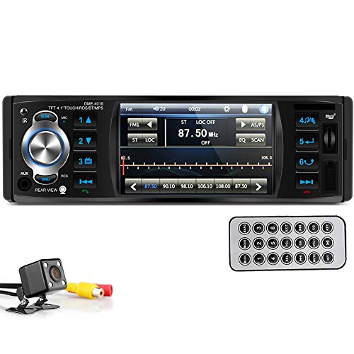 PolarLander Autoradio Bluetooth, Manos Libres Estéreo de Coche, Llamadas Manos Libres, 4 Pulgadas HD estéreo,de Pantalla de Espejo para Android teléfono 1 DIN USB/SD/FM/RDS con cámara Trasera