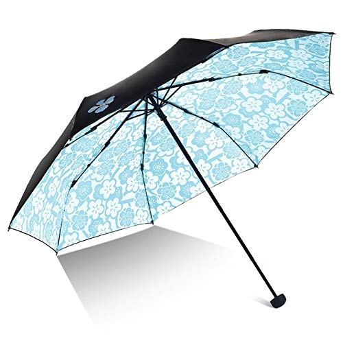 Protección UV Plegable Flor Popular Paraguas Femenino portátil a Prueba de Viento Parasol Negro Parasol de Calidad - Azul