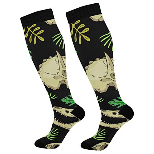 PUXUQU Vintgae - Calcetines largos para hombre y mujer, diseño de calavera de dinosaurio