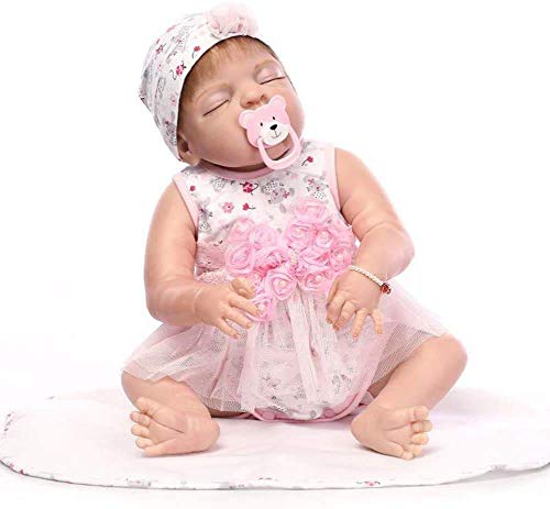 QQZQQ 23 Pulgadas Reborn Baby Doll Soft Silicone Vinyl 58 cm Juguete magnético Durmiente Girls S Use un Sombrero, bañarse en el Agua Dulce Muñeca, Mohair Importado implantado 1227DMSJWAWA-5115