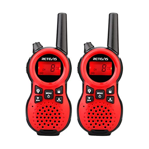 Retevis RT638 Walkie Talkie Niños, Regalos Juguete para Niños Niñas, PMR446 16 Canales Linterna VOX, Walkie-Talkie Niños para Camping, Jardín, Juegos de Interior(Rojo, 1 par)