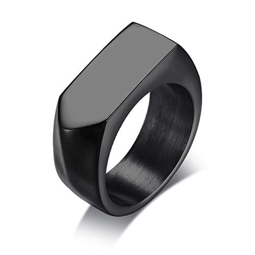 SDFASD Anillo Plano para Hombres Joyas De Acero Inoxidable para Hombres Joyas De Estilo De Banda Oeste En Tono Dorado Negro 10 Negro