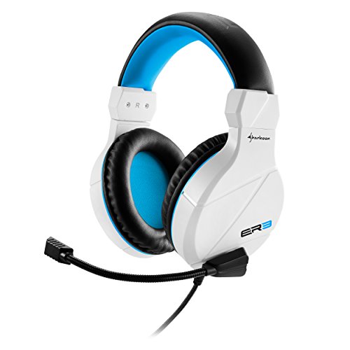 Sharkoon ER3 - Auriculares Gaming con Cable, Estéreo, Micrófono, Negro/Blanco