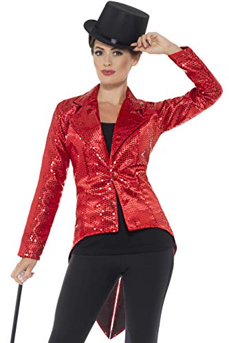 Smiffy'S 46958M Chaqueta De Frac Con Lentejuelas Para Mujer, Rojo, M - Eu Tamaño 40-42