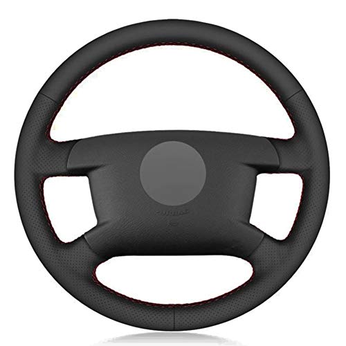 SODMLZ Cubierta del Volante del Coche de Cuero Artificial Negro Suave, para Volkswagen VW Caddy 2003-2006 Caravelle 2003-2009 Transporter T5 2006