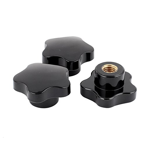 sourcingmap® 3PCS M12 Rosca hembra de 50 mm Cabeza Diámetro tornillo de sujeción de tipo estrella Perilla Negro