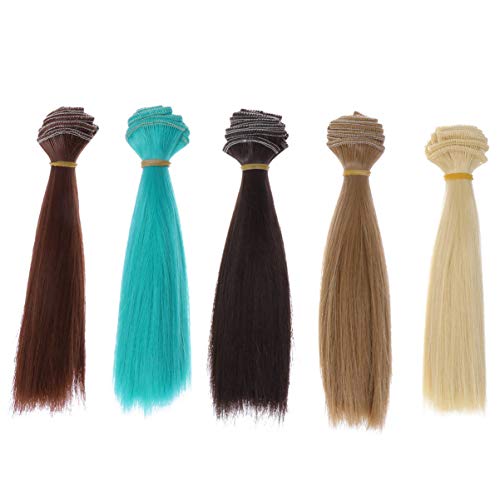 Supvox 5 Piezas Tramas de Pelo de Muñeca Recta Extensiones de Cabello de Muñeca Resistente Al Calor Suministros para Hacer Muñecas 15 Cm