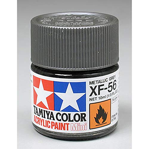 Tamiya 81756 - Pintura Acrílica Mini, Mate Gris Metalizado Fraso de 10ml, XF-56