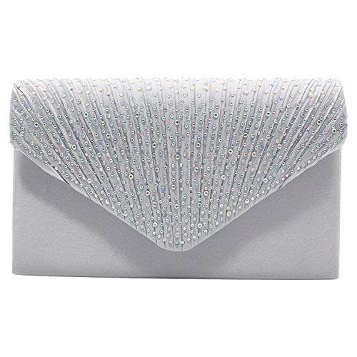 Tavie Carteras De Mano De Mujer Bolso Sobre Diamante Cristal Clutch Noche Boda Hombro Cruzado Embragues Billetera Cuerpo Cruzado Bolsas Clutches Para Baile Fiesta Novia Mujer Damas Niñas Plateado