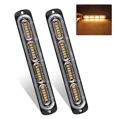 Teguangmei 2X24LEDs Luz Estroboscópica de Advertencia Ámbar 72W Intermitente Montada en Superficie Luz de Peligro de Construcción Barra de Luz de Baliza Usada para Camiones Barcos 12-24V