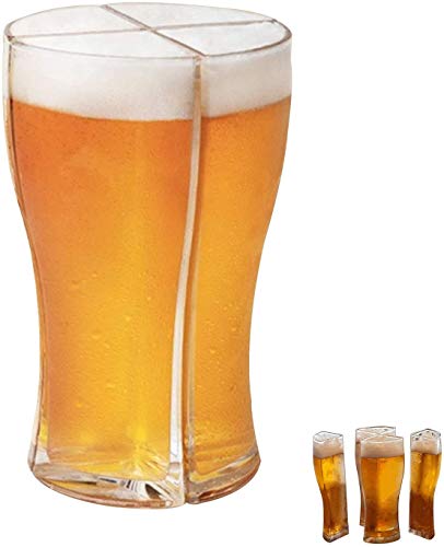 Vasos de cerveza,cristal Super Schooner diseñado para que puedas llevar fácilmente 4 vasos de cerveza a la vez, creativos y divertidos tazas de cerveza de cristal,4 en 1 taza de cerveza