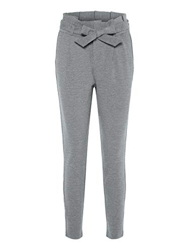 Vero Moda Vmeva HR Loose Paperbag Pant Noos Ki Pantalones, Gris (Medium Grey Melange Medium Grey Melange), 36 (Talla del Fabricante: X-Small) para Mujer