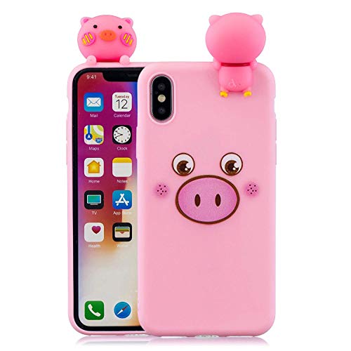 Wubao Funda iPhone XR Silicona 3D Suave Flexible Ultrafina Goma Carcasa Apple iPhone XR Ultra Delgado Caso Color Cubierta Protector Bumper Case Caja Tapa Cover Nariz de Cerdo