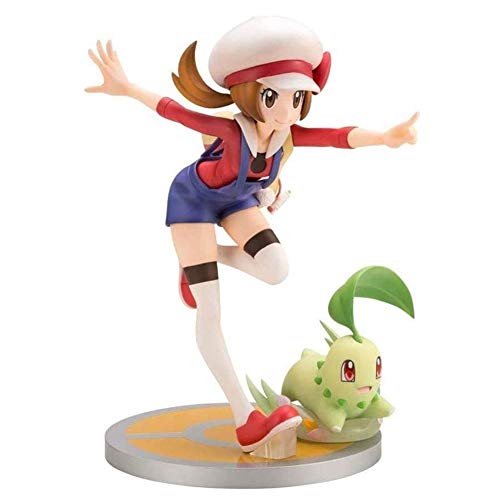 YIGEYI Pokémon HeartGold y SoulSilver: Lyra y Chikorita Figura de acción Animado 7,1 Pulgadas PVC Figuras Collection Modelo Carácter Estatua Juguetes