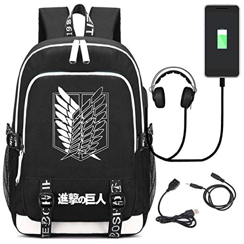 YOYOSHome Anime Attack on Titan - Mochila para cosplay, mochila con puerto de carga USB