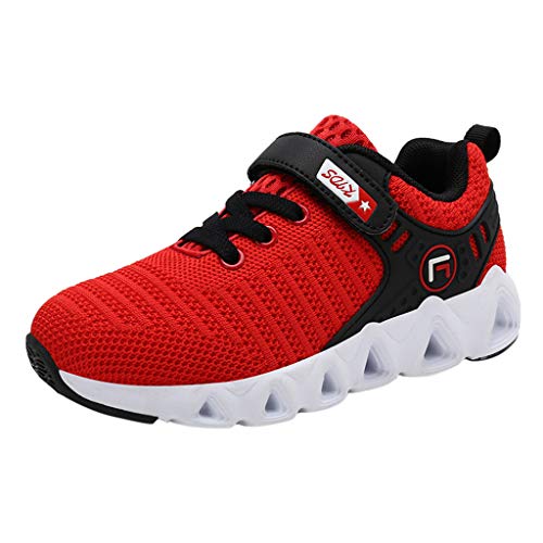 YWLINK Montando Ligero Zapatillas Deportivas Transpirables Y Ponibles Malla Informal Respirable Al Aire Libre NiñOs Zapatillas Comodidad Inferior Suave Negro, Rojo, Azul Oscuro 28-39