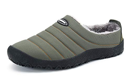 Zapatillas de Casa para Hombre Mujer Invierno Interior Exterior Antideslizantes Slippers,Verde,38