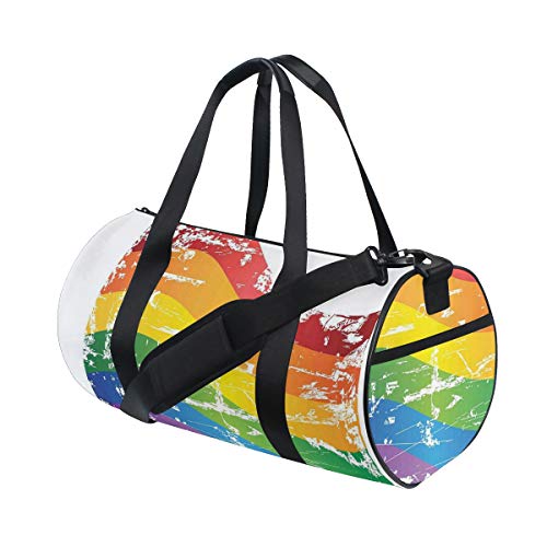 ZOMOY Bolsa de Deporte,Estilo Grunge Bandera del Orgullo Gay Comunidad LGBT Rayas Antiguas del Arco Iris,Nuevo de Cubo de impresión Bolsas de Ejercicios Bolsa de Viaje Equipaje Bolsa de Lona