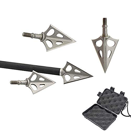 ZSHJG 6pcs Puntas de Flecha de Tiro con Arco Caza Universal Metal Flecha Cabeza 106 Granos Broadhead con 3 Hojas Afiladas para Ballesta y Flechas de Arco Compuesto (Punta de Flecha + Caja)